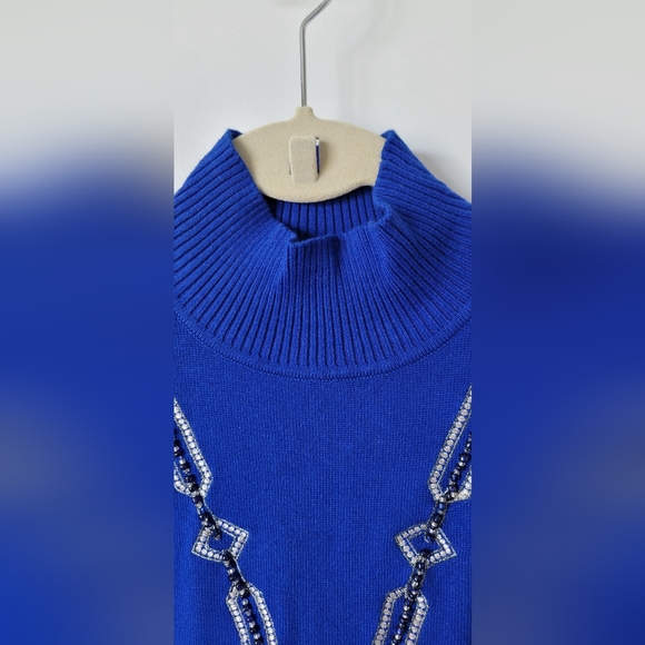 Bob Mackie royal blue long sleeve beaded sweater size medium - Picture 8 of 8